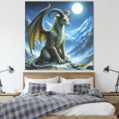 Fantasy Schattig Mythisch Ram Draak Canvas Afdruk (Insitu (Slaapkamer))
