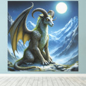 Fantasy Schattig Mythisch Ram Draak Canvas Afdruk (Insitu (Houten vloer))