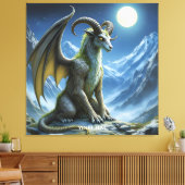 Fantasy Schattig Mythisch Ram Draak Canvas Afdruk (Insitu (Woonkamer))