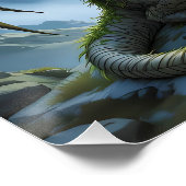 Fantasy Schattig Mythisch Ram Draak Perfect Poster (Hoek)