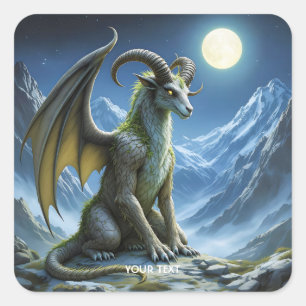 Fantasy Schattig Mythisch Ram Draak Vierkante Sticker