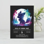 Fantasy Schattig Wolf Verjaardag Kaart (Staand voorkant)