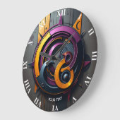 Fantasy Schattige Abstract Sinaasappel Paarse Grote Klok (Hoek)