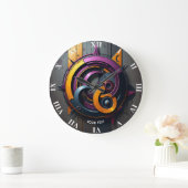 Fantasy Schattige Abstract Sinaasappel Paarse Grote Klok (Huis)