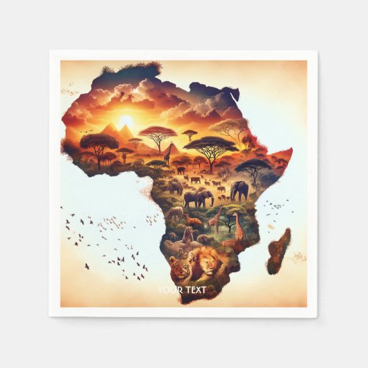 Fantasy Schattige Afrika Dieren Kaart Servet (Voorkant)