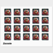 Fantasy Schattige Angry Apple Crab Vierkante Sticker (Vel)