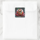 Fantasy Schattige Angry Apple Crab Vierkante Sticker (Tas)