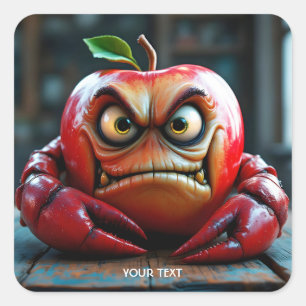 Fantasy Schattige Angry Apple Crab Vierkante Sticker