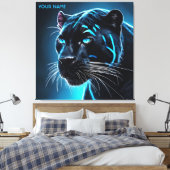 Fantasy Schattige Angry Blue Panther Canvas Afdruk (Insitu (Slaapkamer))