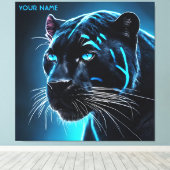 Fantasy Schattige Angry Blue Panther Canvas Afdruk (Insitu (Houten vloer))