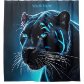 Fantasy Schattige Angry Blue Panther Douchegordijn (Voorkant)