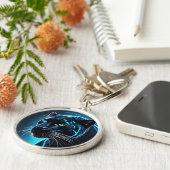 Fantasy Schattige Angry Blue Panther Sleutelhanger (Zijkant)