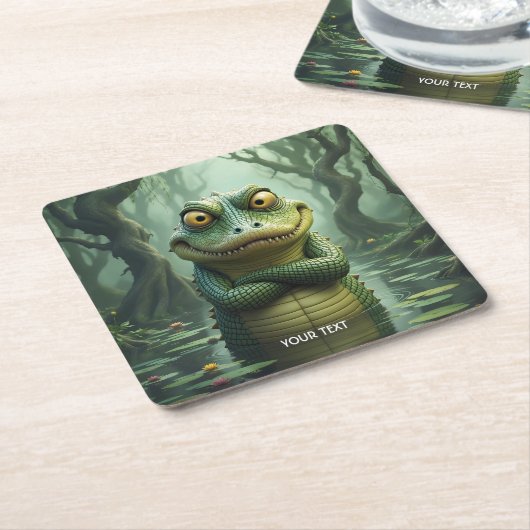 Fantasy Schattige Angry Crocodile Trees Kartonnen Onderzetters (Schuin)