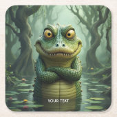 Fantasy Schattige Angry Crocodile Trees Kartonnen Onderzetters (Voorkant)
