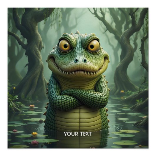 Fantasy Schattige Angry Crocodile Trees Perfect Poster (Voorkant)