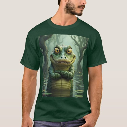 Fantasy Schattige Angry Crocodile Trees T-shirt (Voorkant)