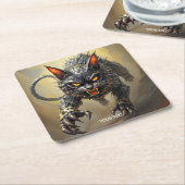 Fantasy Schattige Angry Cyborg Cat Kartonnen Onderzetters (Schuin)
