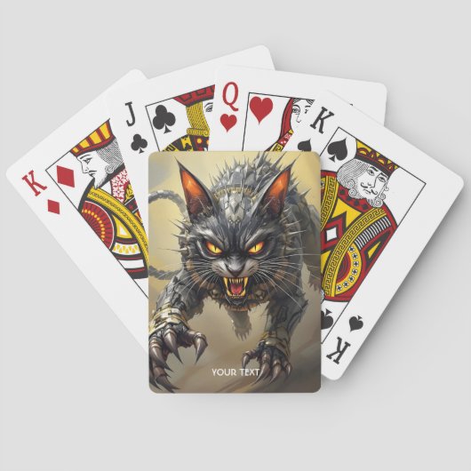 Fantasy Schattige Angry Cyborg Cat Pokerkaarten (Achterkant)