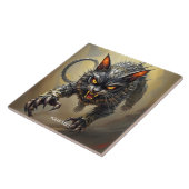 Fantasy Schattige Angry Cyborg Cat Tegeltje (Zijkant)