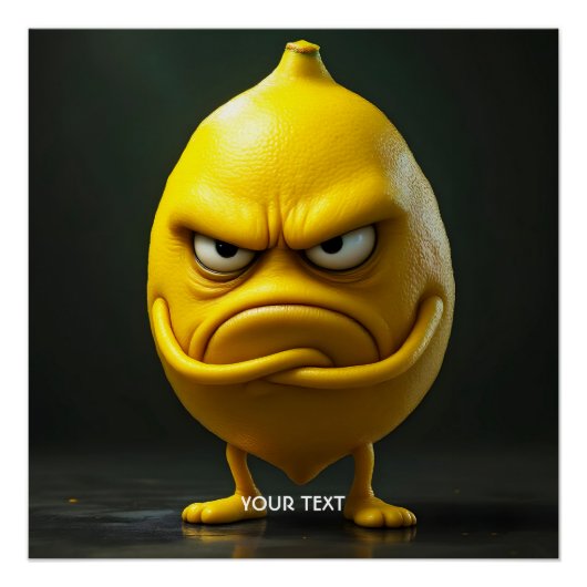 Fantasy Schattige Angry Looking Lemon Perfect Poster (Voorkant)
