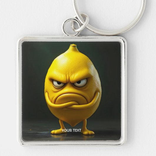 Fantasy Schattige Angry Looking Lemon Sleutelhanger (Voorkant)