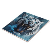 Fantasy Schattige Angry White Tiger Tegeltje (Zijkant)