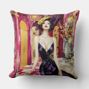 Fantasy Schattige Art Deco Dame Kussen