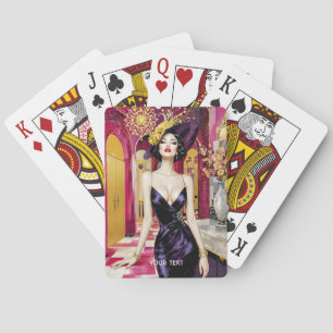 Fantasy Schattige Art Deco Dame Pokerkaarten