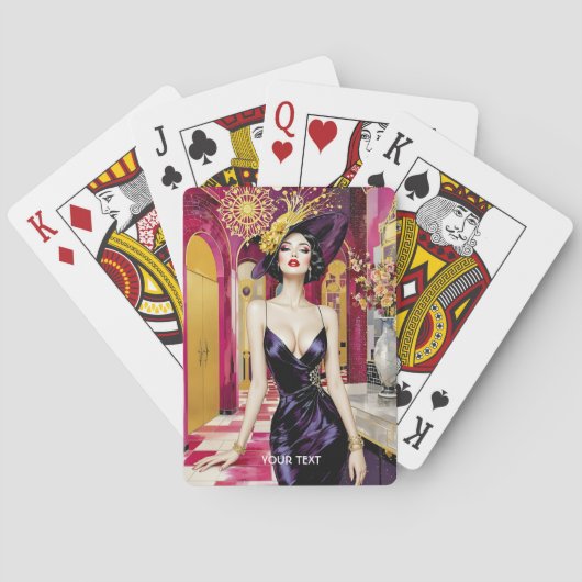 Fantasy Schattige Art Deco Dame Pokerkaarten (Achterkant)