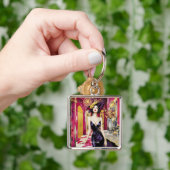 Fantasy Schattige Art Deco Dame Sleutelhanger (Hand)
