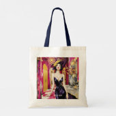 Fantasy Schattige Art Deco Dame Tote Bag (Achterkant)