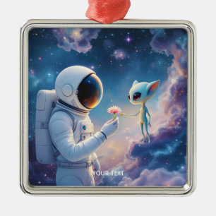 Fantasy Schattige Astronaut Space Flower Metalen Ornament