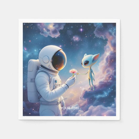 Fantasy Schattige Astronaut Space Flower Servet (Voorkant)
