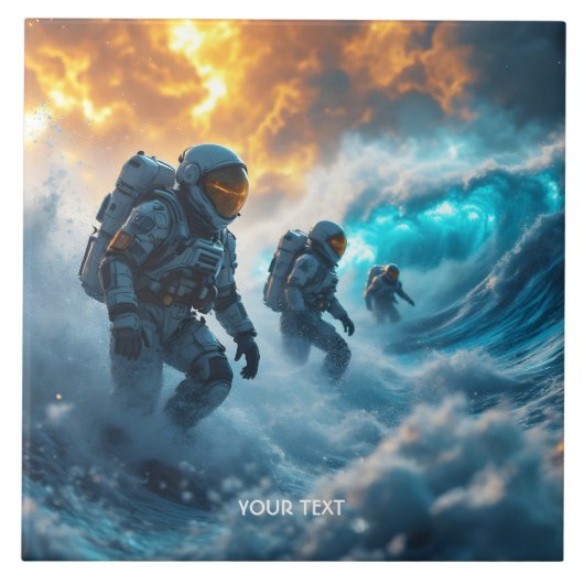 Fantasy Schattige Astronauts Storm Zee Tegeltje (Voorkant)