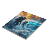 Fantasy Schattige Astronauts Storm Zee Tegeltje (Zijkant)
