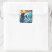 Fantasy Schattige Astronauts Storm Zee Vierkante Sticker (Tas)