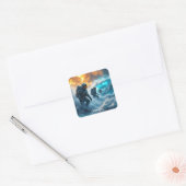 Fantasy Schattige Astronauts Storm Zee Vierkante Sticker (Envelop)