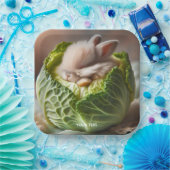 Fantasy Schattige Baby Bunny Cabbage Papieren Bordje (Feest)