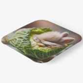 Fantasy Schattige Baby Bunny Cabbage Papieren Bordje (Gebogen)