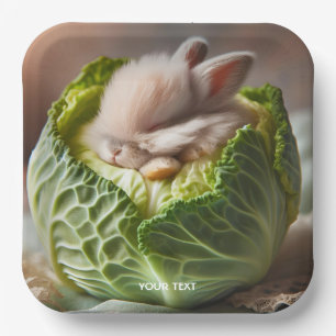 Fantasy Schattige Baby Bunny Cabbage Papieren Bordje