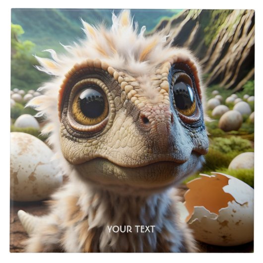 Fantasy Schattige Baby Dino Oerwoud Tegeltje (Voorkant)