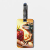 Fantasy Schattige Baby Dragon Strawberry Bagagelabel (Achterkant verticaal)