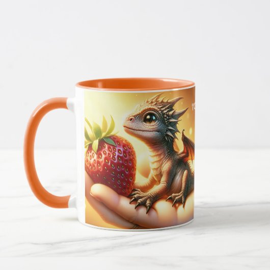Fantasy Schattige Baby Dragon Strawberry Mok (Links)