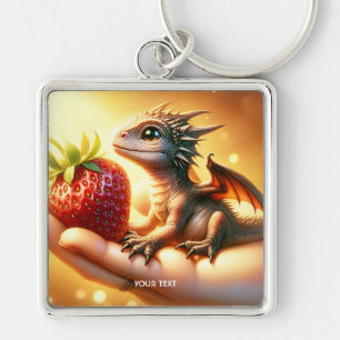 Fantasy Schattige Baby Dragon Strawberry Sleutelhanger