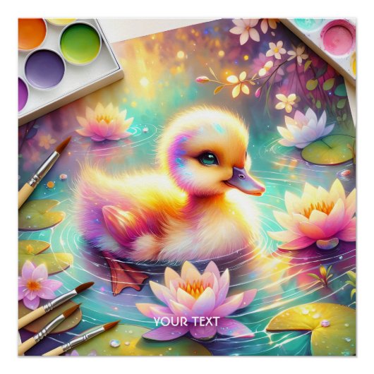 Fantasy Schattige Baby Duck Flowers Perfect Poster (Voorkant)