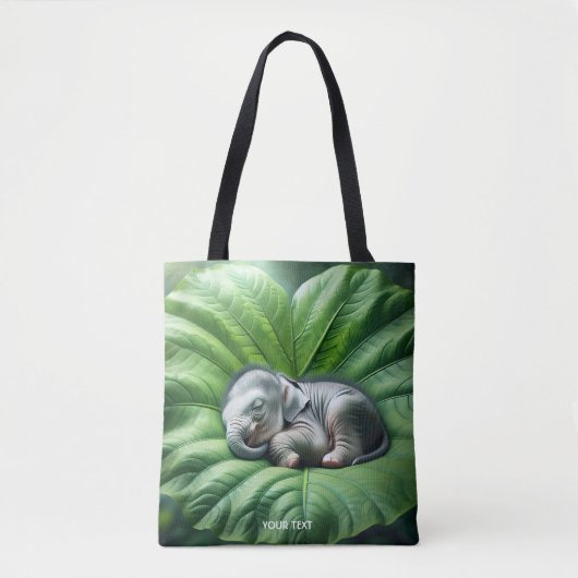 Fantasy Schattige Baby Elephant Leaf Tote Bag (Voorkant)