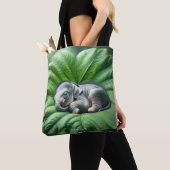 Fantasy Schattige Baby Elephant Leaf Tote Bag (Dichtbij)