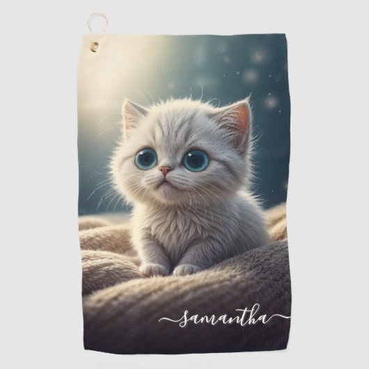 Fantasy Schattige Baby Kitty Cat Lover's gepersona Golfhanddoek (Voorkant)