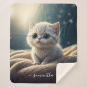 Fantasy Schattige Baby Kitty Cat Lover's gepersona Sherpa Deken (Voorkant)