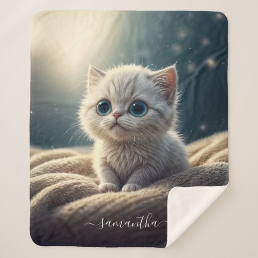 Fantasy Schattige Baby Kitty Cat Lover's gepersona Sherpa Deken (Voorkant)